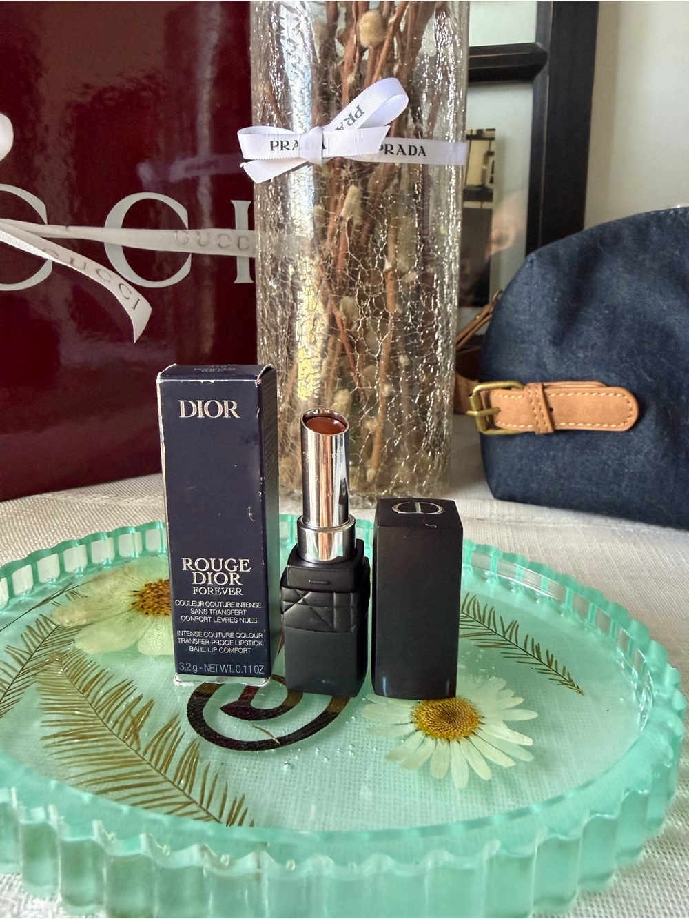 Dior Rouge Dior (Forever Wild) Lipstick — Black Packaging with Warm Brown Shade
